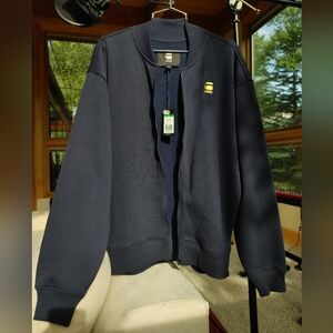 G-Star Blue Zip Up Bomber Sweater